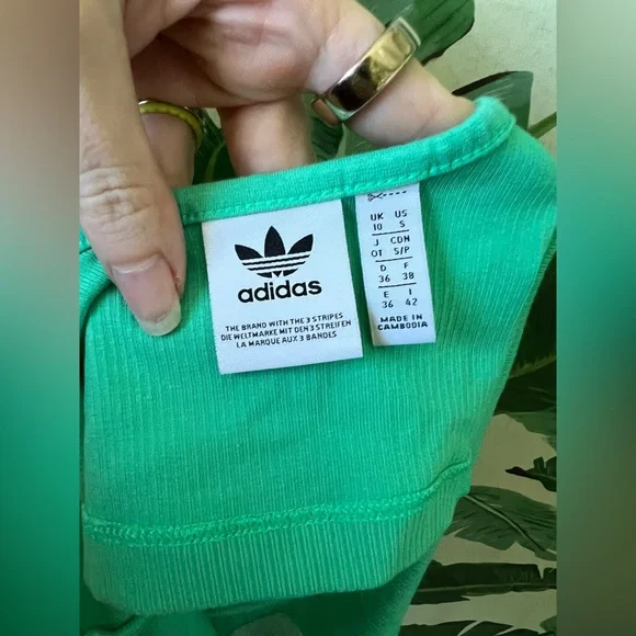 Adidas Originals Adicolor Essentials Rib Tank Top Green Women Small - Picture 9 of 9